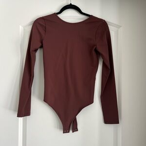 Abercrombie & Fitch Long Sleeve Bodysuit in Rich Brown